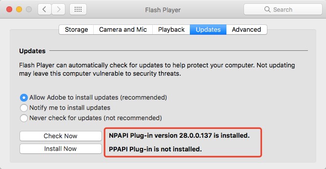 for mac update latest adobe flash player